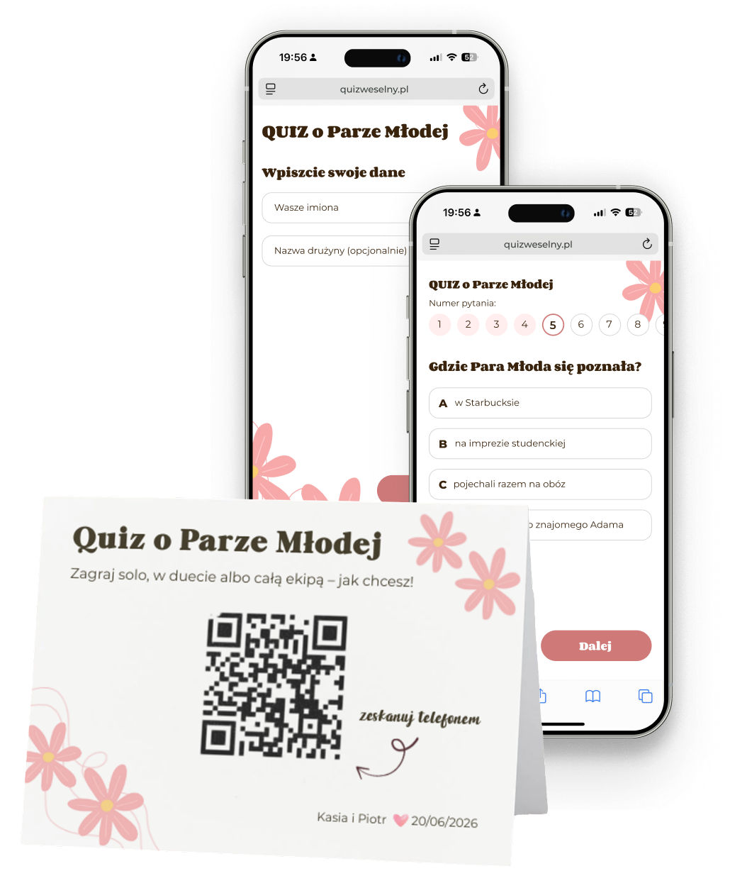 Wzór quizu weselnego - Pink flower